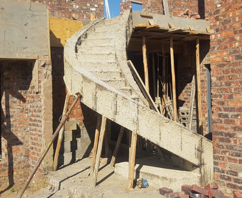 Rib and block stairs being constructed