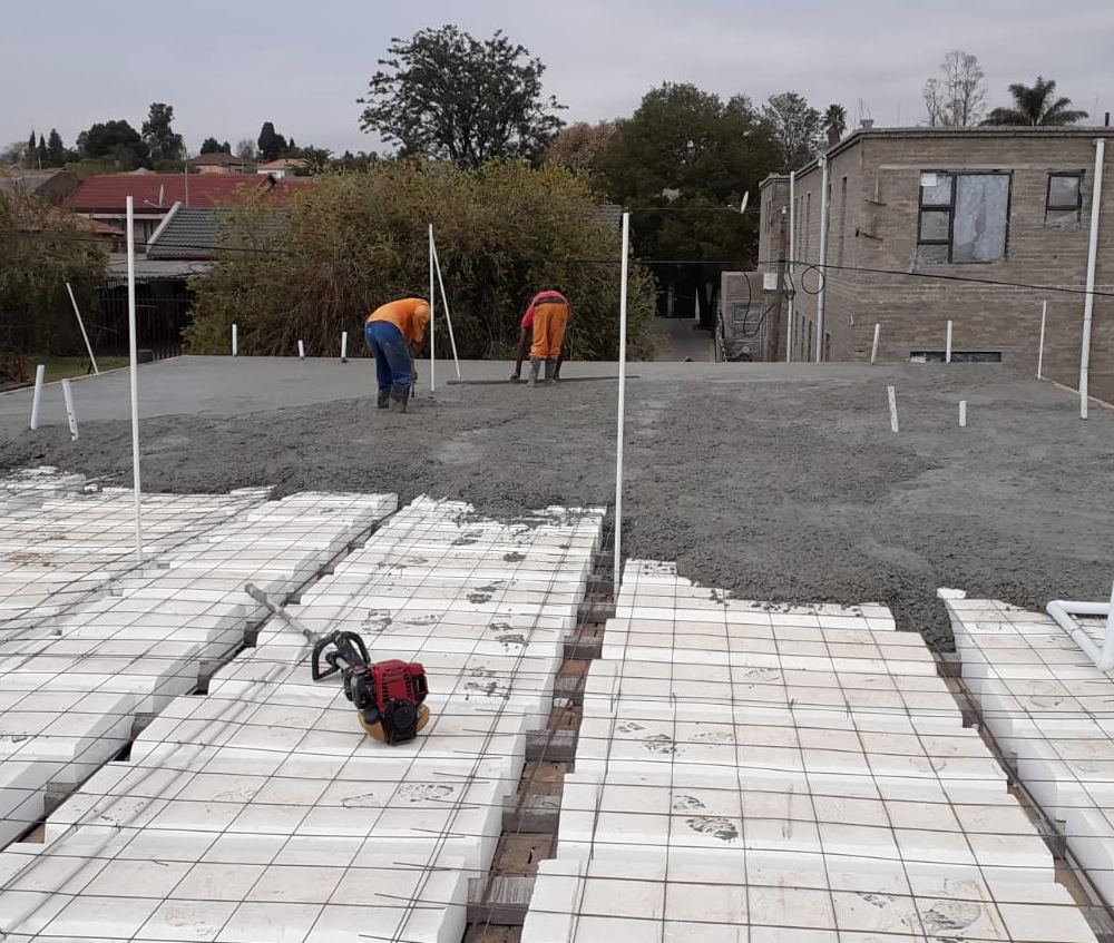 Concrete on a double story building